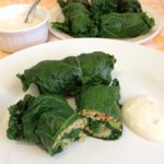Kale & Quinoa Dolmades With Yoghurt Dipping Sauce